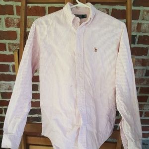 Great condition, striped button up polo shirt